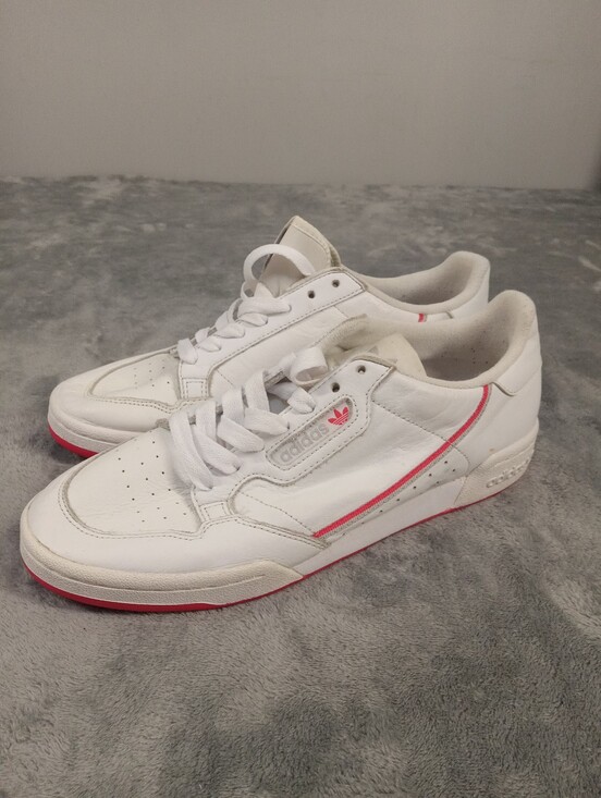 adidas Shoes - adidas Women's Continental 80 Off White  Leather Sneakers with Pink Trim Size 9